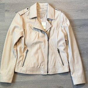Lucky Brand Beige Leather Jacket
